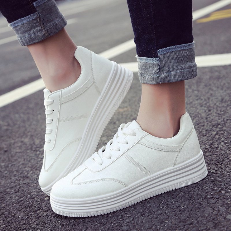 spring new small white shoes female student running board shoes female heightened casual shoes breathable