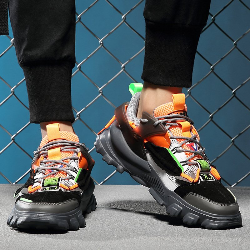 summer new men's shoes breathable mesh sports thick-soled casual super fire running student single shoes