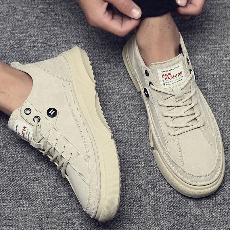 autumn new men's sneakers casual tooling leather shoes British style leather white shoes Martin shoes